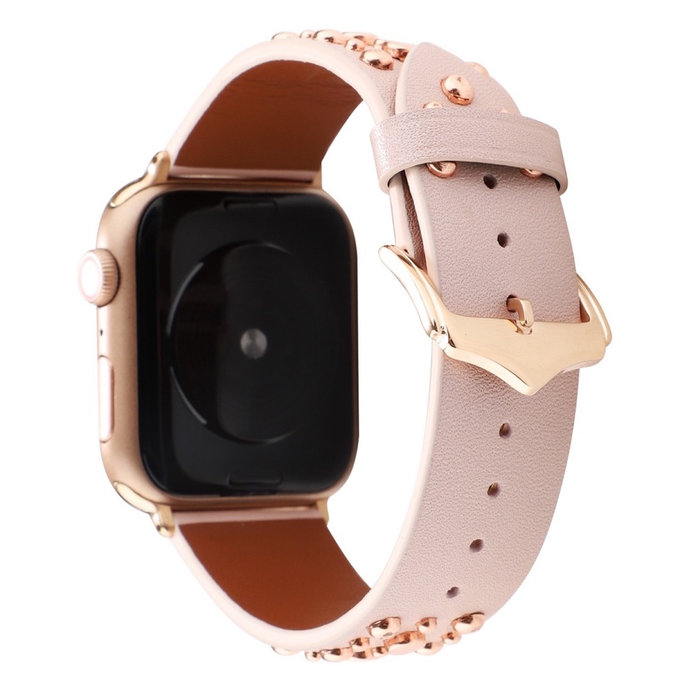 Pink Studded Leather Punk Rock Apple Watchband - Picture 2 of 15